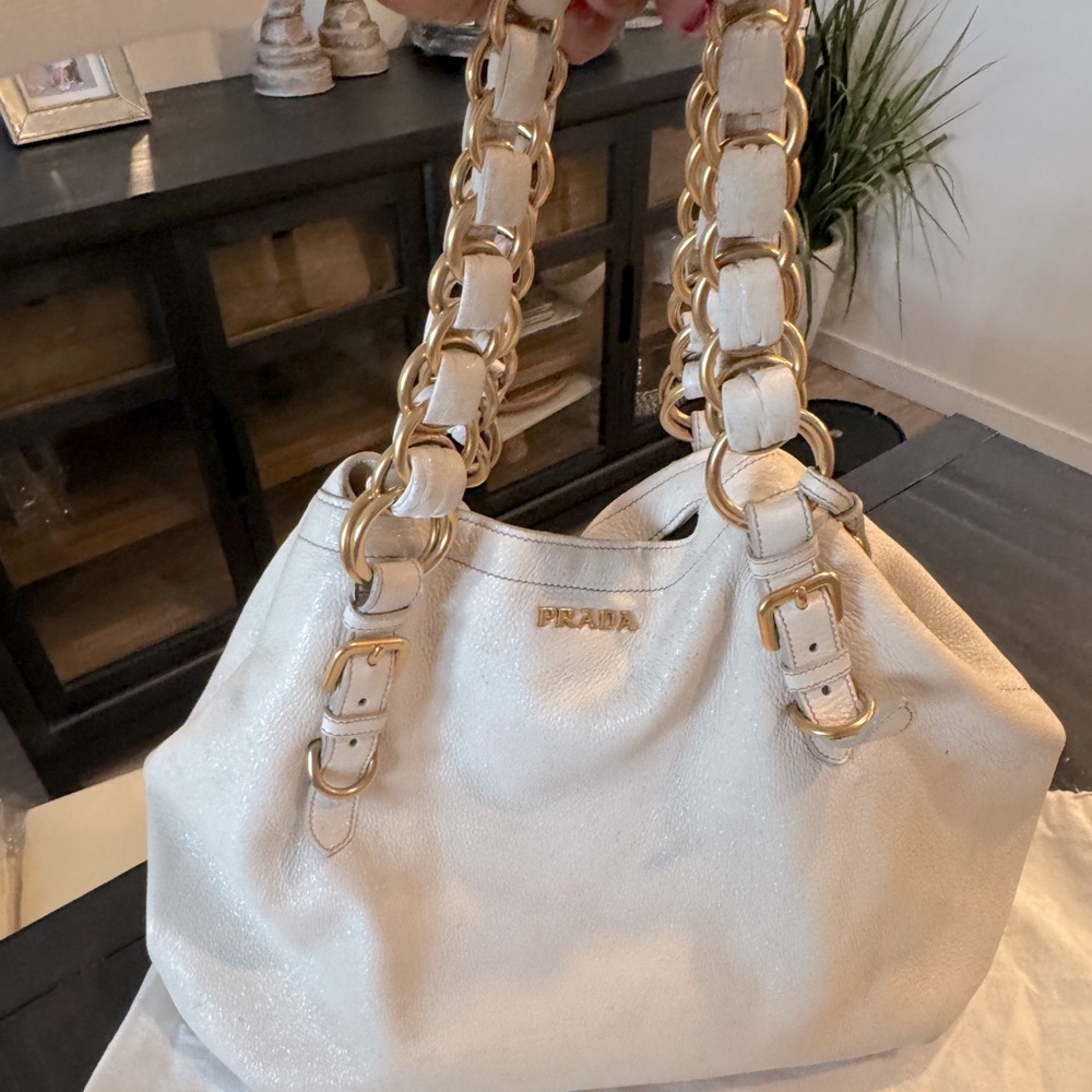 Prada leather Cervo Lux Chain Hobo